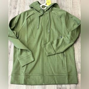 NWT All In Motion Men's M Green Ponte Full-Zip Hoodie Long Sleeve‎ Zip Pockets